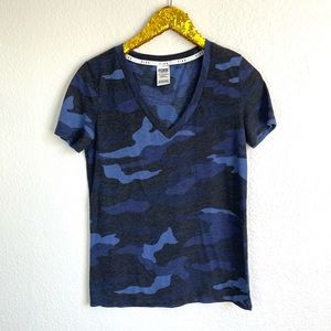 VS PINK Oversized V-Neck Camo Tee